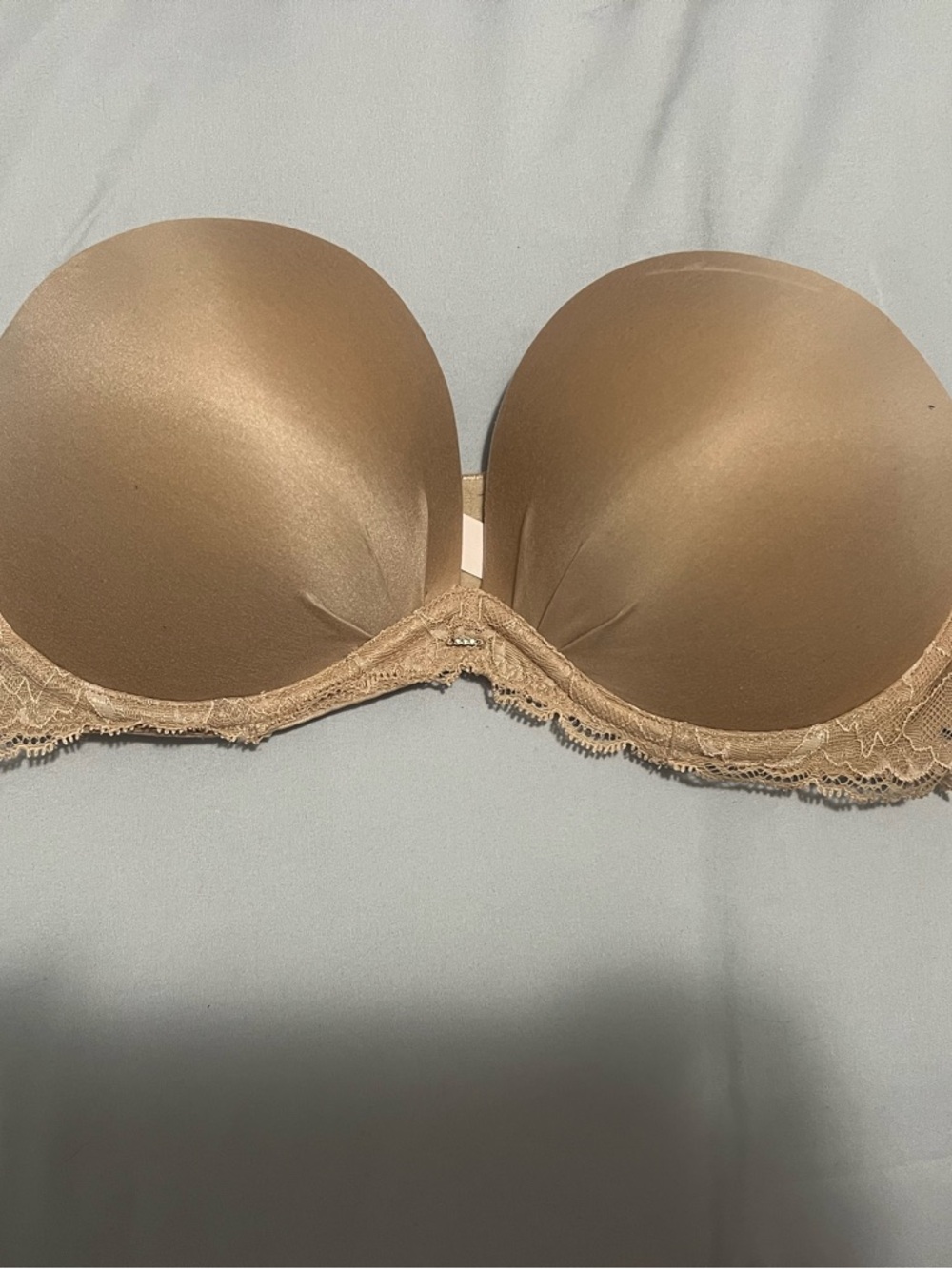 Victoria's Secret Strapless Lace-Trim Bra in Nude Beige